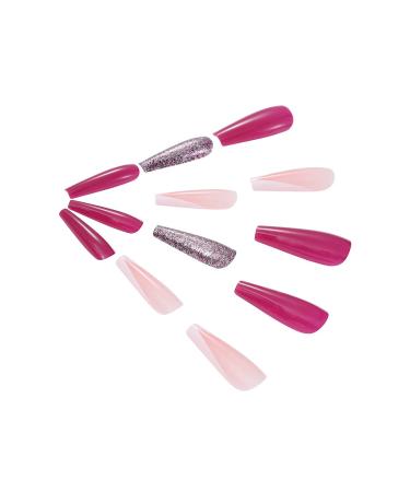 Brishow Purple Glitter Coffin Long Artificial Nails - 24 Ballerina Press-On Acrylics for Women & Girls - Buy Online on GoSupps.com