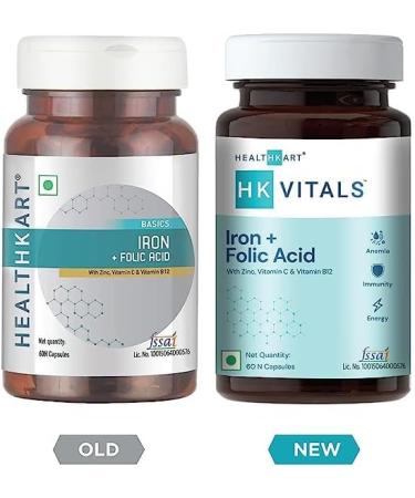 YHN HK Vitals Iron + Folic Acid Supplement - Supports Blood Building, Immunity & Energy - 60 Tablets - Buy Online on GoSupps.com