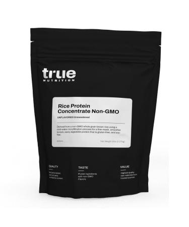 True Nutrition - Rice Protein Concentrate - Cold Water Microfiltration Gluten Free Soy Free Dairy Free Non-GMO Protein Powder - Unflavored - 5LB Unflavored 5 Pound