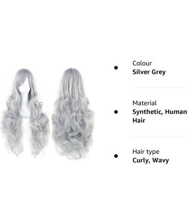 ColorfulPanda Long Silver Curly Wig - Anime Cosplay Costume Party Synthetic Hair for Women - Buy Online on GoSupps.com