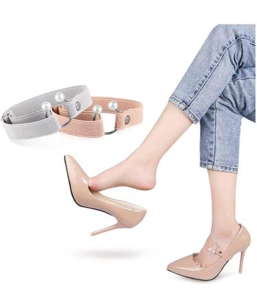 Buy 2 Pairs Detachable Elastic Shoe Strap | Anti-Slip High Heel Belt with Pearl Accents Perfect for Loose Shoes - Buy Online on GoSupps.com