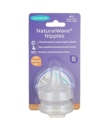 Lansinoh NaturalWave Slow Flow Nipples - 2 Pack for Breastfeeding Support - Buy Online on GoSupps.com