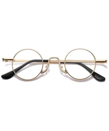 Lanomi vintage reading glasses blue light filter round small metal retro reading aid visual help anti fatigue glasses with starch gold 2.0 dioptria