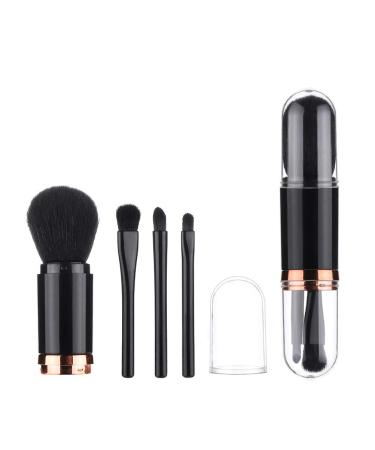 4 in 1 Retractable Makeup Brushes Set - Portable Travel Powder Lip Eyeshadow & Highlight Brushes (Black) - International Shipping Available - Buy Online on GoSupps.com