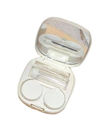 KMOCEPLY contact lens container travel contact lens container mini box beauty box accompanying box portable invisible mirror box portable travel contact lenses kit contact lens container box for girls white