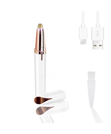 USB Rechargeable Portable Electric Eyebrow Trimmer Pen for wemen Eyebrow Hair Remover for face Fingers Legs Mouth Safe Eyebrow Shaver Razor Tool Painless Precision(White)