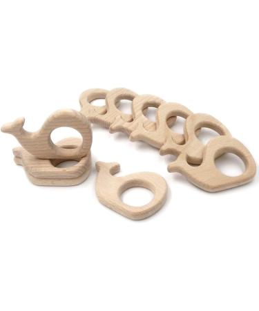 Wendysun 3pcs Cartoon Whale Wood Teether Set - Natural Baby Teething Beech Toy - Buy Online on GoSupps.com