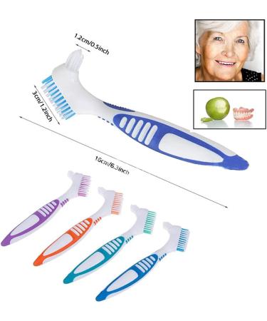 4pcs Denture Cleaning Brush Denture Brush Double-Sided Denture Cleaner with Ergonomic Handle Fashion - Buy Online on GoSupps.com