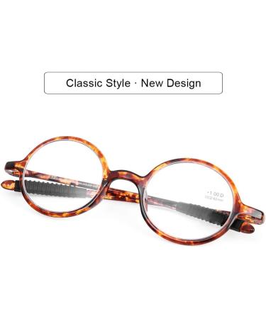 DOOViC Round Reading Glasses - Flexible Lightweight Tortoise Design for Men & Women (+1.75 Strength - Buy Online on GoSupps.com