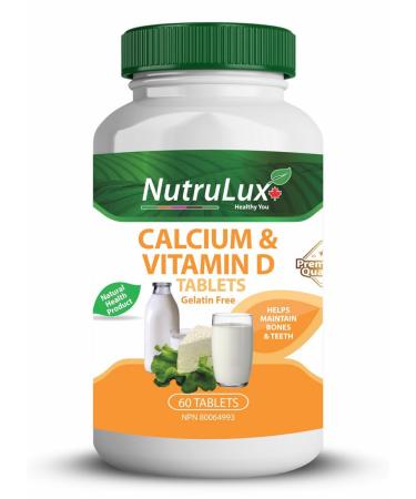 NutruLux Calcium & Vitamin D (600mg) Halal Vegan Gelatin-Free Tablets - Supports Bone Health Provides Essential Iron Supplement - 50mg Iron Capsules with Ocimum Tenuiflorum - Daily Wellness Support 180 Tablets (Pack of 3)