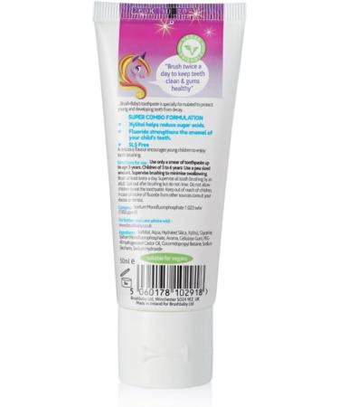 Brush-Baby Natural Strawberry Unicorn Toothpaste (3+ Years) - 50ml Tube - Buy Online on GoSupps.com