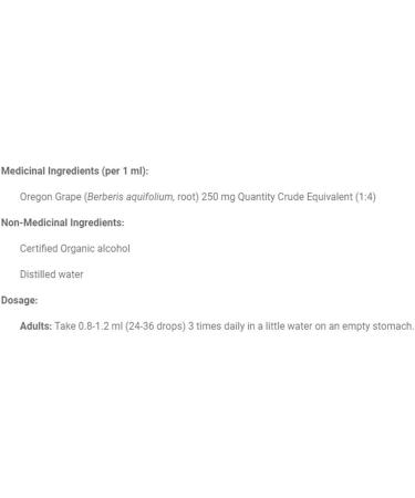 St Francis Herb Farm Oregon Grape Tincture | Used to Treat Skin Conditions like Psoriasis Acne and Eczema | Used to Treat Constipation | Organic | Made in Canada | Gluten Free | (100ml) - Buy Online on GoSupps.com