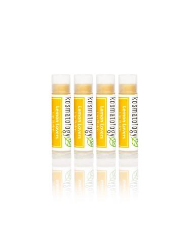 Kosmatology Organic Lemon Sage Lip Balm - Lemon Lovers 4 Pack | Beeswax Free | Vegan | 100% Natural Moisturizer for Cracked & Dry Lips