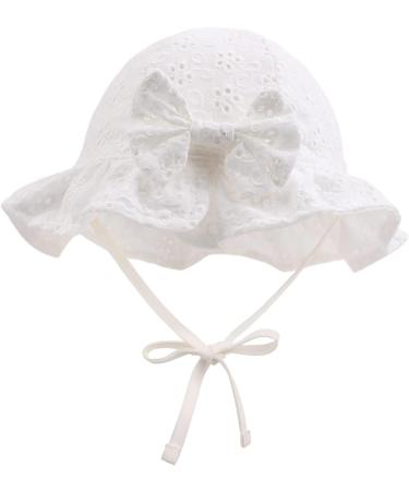 XIAOHAWANG Baby Girl Sun Hat - Embroidered Flowers Toddler Bucket Hat for Infant Girls 3-6 Months (White) - Buy Online on GoSupps.com