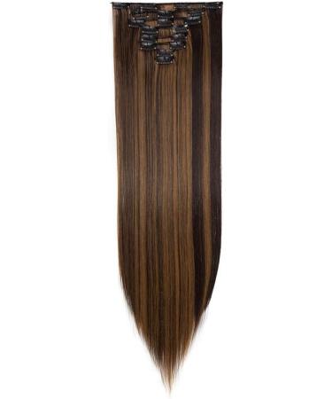 26 Ombre Colorful Synthetic Hair Extensions 8Pcs 18Clips Dark Brown/Sandy Blonde - 26 Inch - Buy Online on GoSupps.com