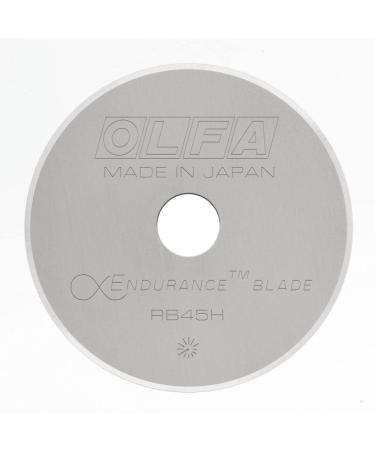 OLFA 45mm Rotary Cutter Replacement Blade, 1 Blade (RB45H-1) - Tungsten Steel Endurance Circular Rotary Fabric Cutter Blade for Quilting, Sewing, and Crafts, Fits Most 45mm Rotary Cutters