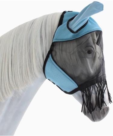 BUSSE Everline Fly Mask for Thoroughbreds - Light Blue/Black | Premium Fly Cover for Horses - International Shipping - Buy Online on GoSupps.com