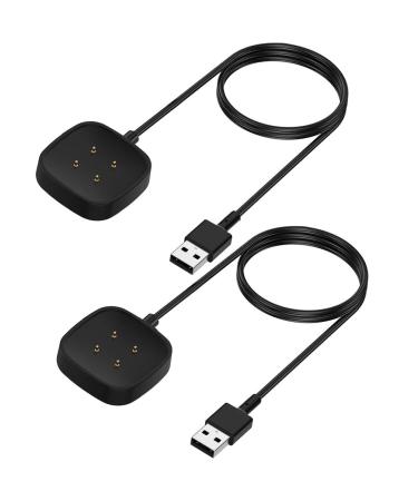 Sankel 2 Pack Compatible for Fitbit Sense 2/Versa 4 Charger USB Replacement Charging Dock Cradle USB Charger Cable Cord for Fitbit Sense/Sense 2 & Versa 4/Versa 3 Smartwatch Fitness Tracker (3.3Ft)