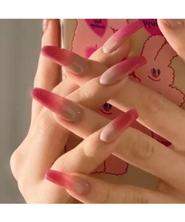 Coffin False Nails Long Fake Nails Ballerina Acrylic Press on Nails Gradient Stick on Nails 24pcs for Women and Girls (Color : Tan Size : G)