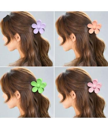 Candy Colored Hair Claw Clips Flower Hair Clips Big Cute Claw Clips Thick Hair Scrub Hair Clip Sweet Flower Clip (Gray) - Buy Online on GoSupps.com