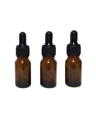 3 Pcs Empty Refillable Amber Glass Graduated Dropper Bottle Essential Oil Cosmetics Elite Fluid Container Jar Pot Holder with Glass Pipette Dropper (10ml/0.34oz)