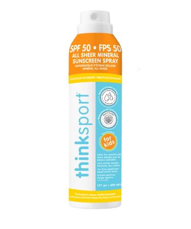 Thinksport Kids SPF 50 All Sheer Mineral Sunscreen Spray   Clear Baby and Toddler Sunscreen Lotion   Safe  Natural Zinc Oxide UVA/UVB Sun Protection  6 Fl oz