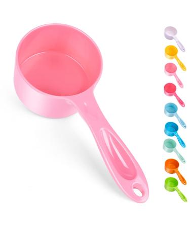 Food Scoop Dog Cat Food Scoop Ice Scoop Flour scoop Candy scoops Dry Measuring Cup Plastic Scoop for Canisters and Freezer 1 Cup and 1/2 Cup Food Grade Melamine Light Pink cup