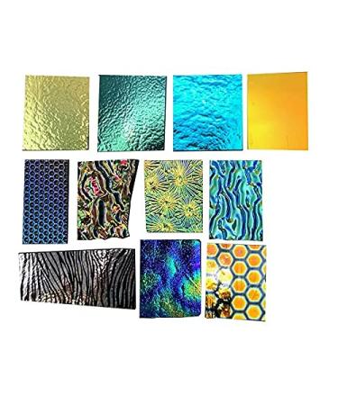 Assorted Dichroic Glass on BLACK backing - 90 coe - 2 Oz. Made in America
