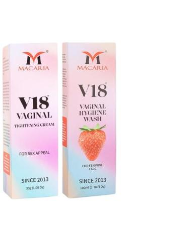 MACARIA V18 Virgin vaginal tightening feel again cream gel + V part wash intimate hygiene wash