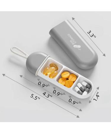 Portable Pill Cutter and Pill Box Set | Travel-Friendly Medication Organizer with Safety Lock | Small Pills Storage (Light Grey - Buy Online on GoSupps.com