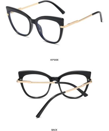 SERONI Metal Temples Cat Eye Blue Light Blocking Glasses for Men & Women - UV Protection 58mm Black Frame - Buy Online on GoSupps.com