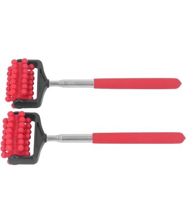 Adjustable Telescopic Back Massage Roller - 2 Piece Stainless Steel Relief Device for Full Body Use - Portable & Easy to Use (Red) - Buy Online on GoSupps.com
