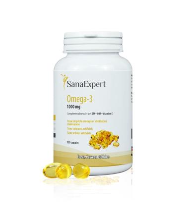SanaExpert Omega-3 | OMEGA 3 FISH OIL |1000 mg of EPA and DHA fatty acids natural fish oil and vitamin E. 100% natural ingredients. Made in Germany (120 capsules)