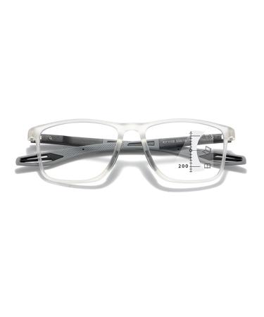 Multifocal Sports Style Reading Glasses Blue Light Blocking Glasses For Unisex TR90 Flexible computer Readers(Couleur:Clear Grandeur:1.5x)
