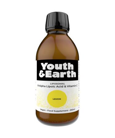 Youth & Earth R-Alpha Lipoic Acid and Vitamin C Liposomal Liquid 250ml Lemon Flavour Natural Antioxidant