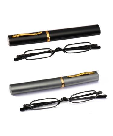 KoKoBin 2-pack Mini Slim Reading Glasses Spring Hinge Metal Reading Aid Unisex Visual Aid with Case +2.5 2-pack +2.50 - Buy Online on GoSupps.com
