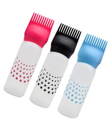 BESTYASH 3pi ces Flacon De Teinture Cheveux Rechargeable Pour Salon Coiffure Avec Peigne Bleu Rose Noir R cipient tanche Et Anti-d rapant