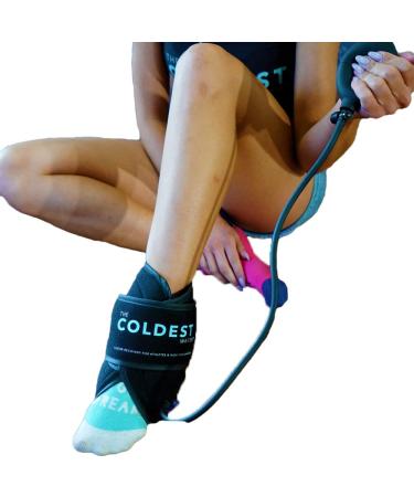 THE COLDEST Ankle Ice Pack - Ice Wrap w/Cold Gel Pack & Air Compression - Faster Recovery Ankle Sleeve Compression Support for Achilles Tendon Injuries Plantar Fasciitis Swelling & more