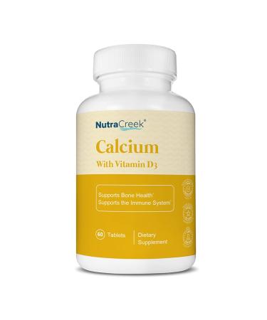 NutraCreek Calcium with Vitamin D3 | Calcium 1200 mg with Vitamin D3 as Calcium Carbonate & Cholecalciferol. Supports Bone Health and The Immune System | Calcium Supplement - 60 Tablets