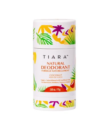 TIARA Natural Deodorant for Women 75g   Aluminum Free and Paraben Free Scented Deodorant | Long Lasting  Formulated for Women's Armpit Microbiome | Effective Odor Protection and gentle with your skin (Coconut)