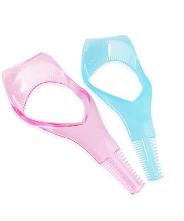2PCS 3 in 1 Mascara Tool Plastic Makeup Eyelash Shield Applicator Guide with Eyelash Assist Comb Brush Guard Eyelashes Brush for Women Girls (Color Random)