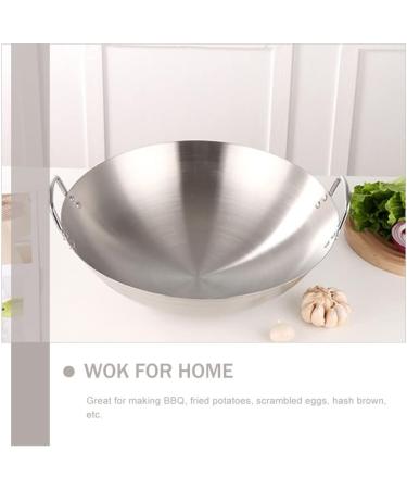 DELURA Japanese Wok Chinese Cooking Pot Kitchen Frying Pan Stainless Steel Pan Cooking Pan with Handle Frying Pan Wok Pan Stainless Steel Cooking Utensils (Color : Silver Size : 32X32CM) 32X32CM Silver - Buy Online on GoSupps.com