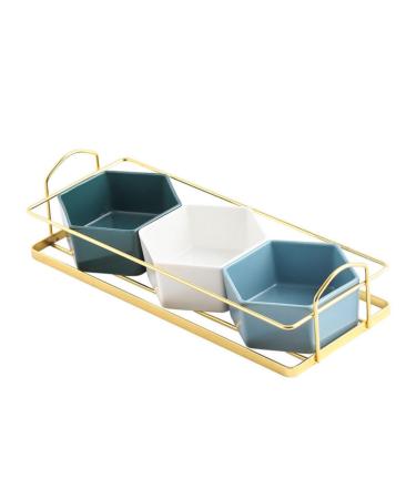 Zerodeko 1set Compartment Platter Trays for Food Serving Compartments Glass Snack Platter Dish Pickles Nordic