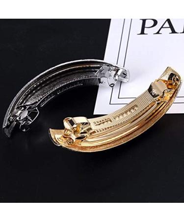 2 PCS French Barrette Hair Clips Retro Metal Hair Holders Barrettes Exquisite Hair Clips Hair Accessories For Women Lady Girls (Gold+Silver Tone) - Buy Online on GoSupps.com