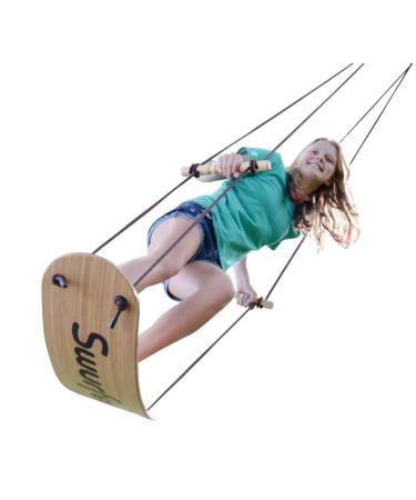 Swurfer The Original Tree Swing Stand Up Surfing Swing with Skateboard Seat Design and Adjustable Handles (Bamboo-Limited Edition)
