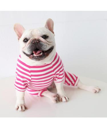 Classic Striped Pajamas for Dogs & Cats - Bt Bear Fat - Soft Cotton Costume for Pugs French Bulldogs & Small Breeds - Medium Hot Pink - Buy Online on GoSupps.com