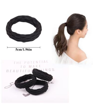 Liujzzj 20 Pack Seamless Thick Cotton Hair Ties | No Kink Slipproof & Stretchy Black Hair Bands for All Hair Types - Buy Online on GoSupps.com