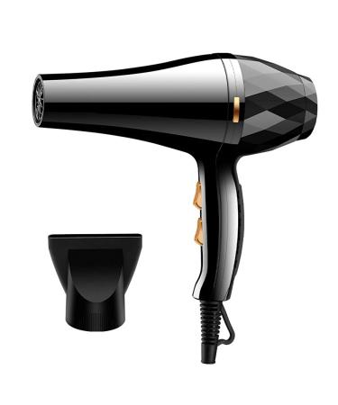 Hair Dryer Professional Ionic Hairdryer 2300W Salon Fast Blow Dryers 3 Temperature 2 Speed Settings Low Noise Hair Dryer Powerful AC Motor with 1 Nozzle 1.5m Long Cable for Home and Salon Black Small