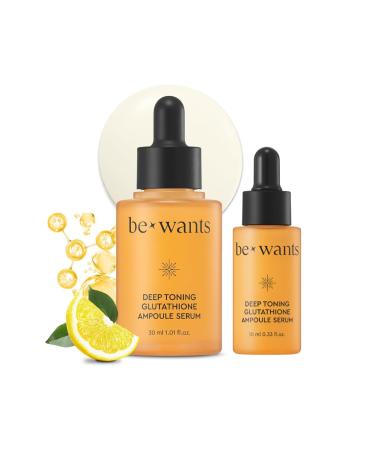 bewants Deep Toning Glutathione Ampoule Serum | Korean Skincare with Vitamin C & Calendula Extract Oil 1.01 fl.oz + 0.33 fl.oz (2 Pack) Glutathione Serum 2 Pack