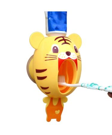 Cisixin Automatic Baby Toothbrush Dispenser Hands Free Toothpaste Dispenser Kids Cartoon Cute Animal Toothpaste Squeezer (Tiger)